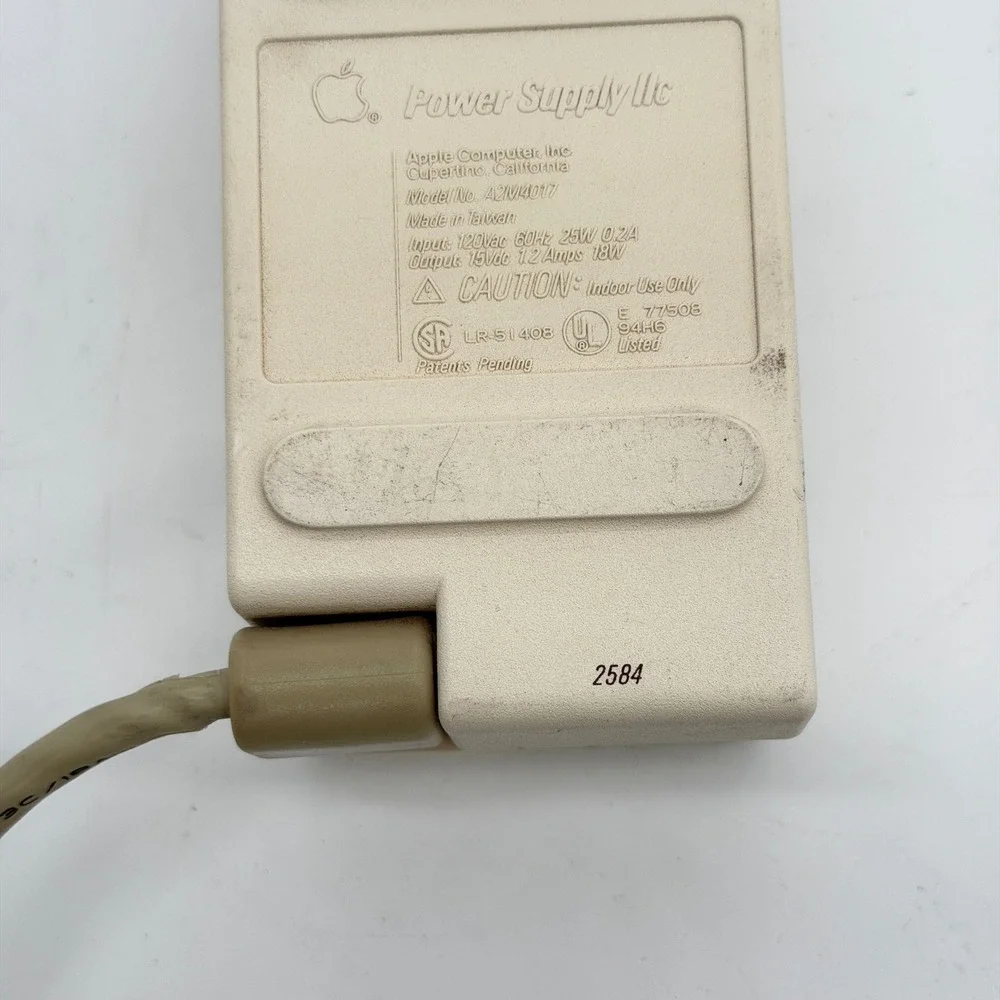 Vintage Apple Power Supply IIc A2M4017 15V 1.2A 18W 7-Pin DIN Adapter Good Cond